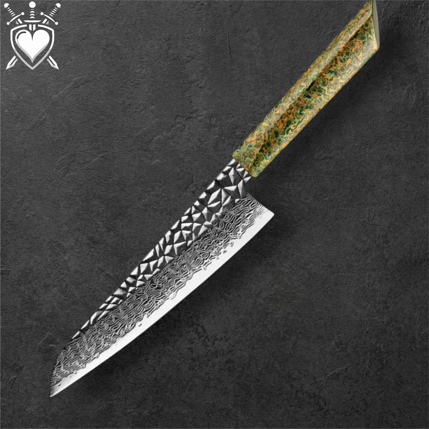 Coltello Giapponese Damascato 72 strati serie "Lux Hammered"