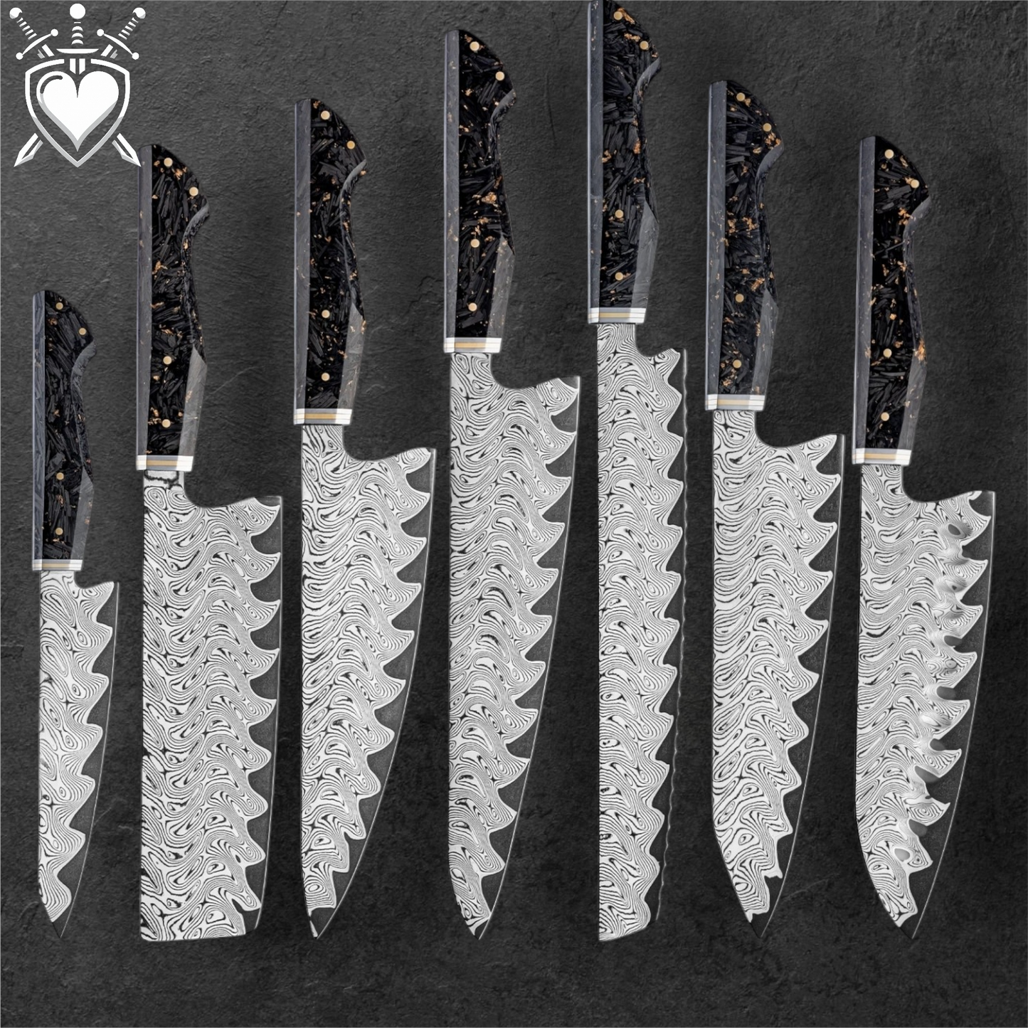 Coltelli Giapponesi damascati 67 strati serie "Carbon Flame"