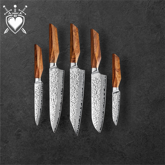 Coltelli Giapponese Damascati 67 strati serie "Rosewood"