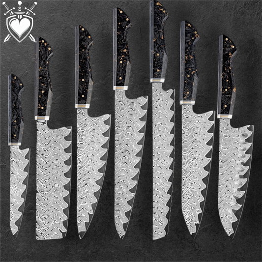 Coltelli Giapponesi damascati 67 strati serie "Carbon Flame"