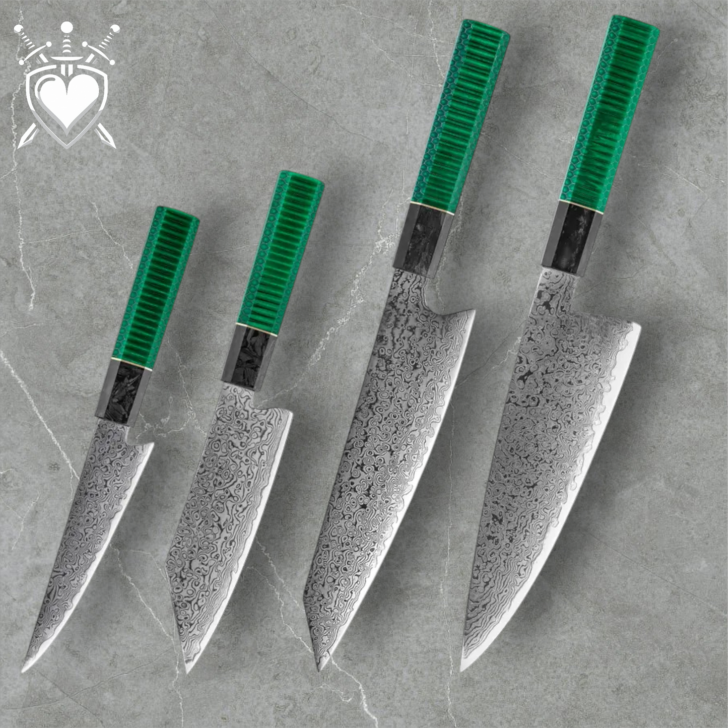 Coltelli Giapponesi Damascati "Crazy Green"